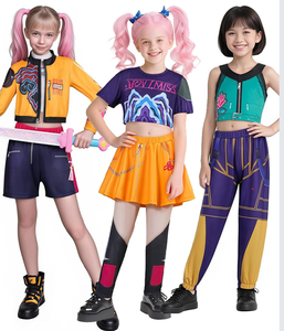 Disfraz de Halloween de Cantante Pop de K-Pop, Estilo Europeo y <span class=keywords><strong>Americano</strong></span>, Cazadora de Demonios, con Top, Falda y Pantalones - Traje de Escenario - Product Image 1