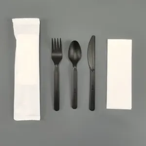Accept Logo Customized Renewable PLA Compostable Utensil Inflight Catering Biodegradable Cutlery Set
