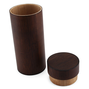 Étui à lunettes en bambou, boîte de rangement cylindrique en bois brun foncé pour lunettes de soleil et lunettes, été 2024 BC031 - Product Image 1
