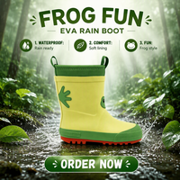 Chaussures imperméables pour enfants en néoprène de qualité supérieure avec logo personnalisé en 3D en forme de grenouille, antidérapantes, en caoutchouc naturel, bottes de pluie pour les tout-petits