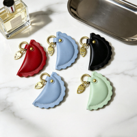 Llavero de Cuero PU con Forma de Dumpling, Colgante Portátil con Borde Ondulado para Decoración de Bolsos, Uso Diario, Regalo de Cumpleaños o Festividades