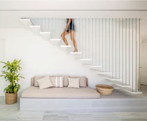 Escalier flottant industriel-boulons exposés, cadre en acier <span class=keywords><strong>brut</strong></span>, convient aux intérieurs de loft et de studio - Product Image 6