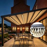Auvent pliable en tissu avec cadre métallique à persiennes, abri imperméable pour terrasses extérieures, patios et restaurants