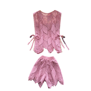 Conjunto elegante de verano de 2 piezas para <span class=keywords><strong>mujer</strong></span>, top y traje corto de encaje ajustado, ropa al por mayor - Product Image 5