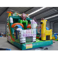 Château gonflable durable en PVC pour animaux, équipement de parc d'attractions, zoo, toboggan double voie de 15 pieds, léger, certifié CE, pour enfants
