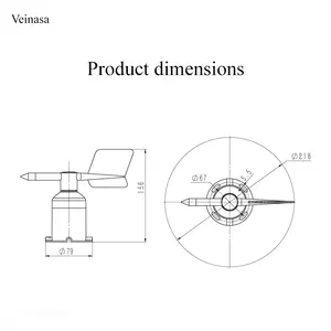 Sensor de Direção do Vento Digital ABS Barato XS-WDS01-0-5V Anemômetro Externo 0.3m/s Velocidade do Vento 0~50 ° Faixa de Temperatura C - Product Image 6