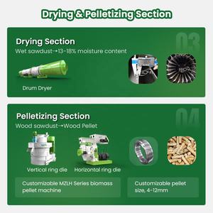 أفضل سعر المصنع CE 5-10 t/ ساعة مطحنة كاملة نشارة الكتلة الحيوية مصنع صنع بيليه الخشب الآلي بالكامل خط إنتاج بيليه - Product Image 4