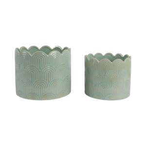 Macetas de cerámica para plantas de interior y exterior, suculentas, hierbas, orquídeas, decorativas, estilo Art Déco, juego de dos. - Product Image 2