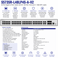 CloudEngine S5735R-L48T4S-A-V2 S5735R-L48LP4S-A-V2 Switch Gestionado Empresarial de Capa 3 con 48 Puertos Gigabit PoE+ 4GE SFP