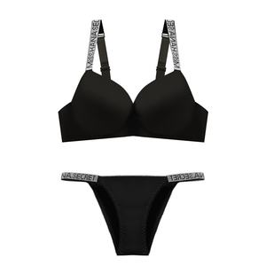 Set di mutandine da donna con strass e reggiseno a vita bassa sottile in acciaio formato formato XL per il grande petto spalline di biancheria intima <span class=keywords><strong>Sexy</strong></span> - Product Image 4