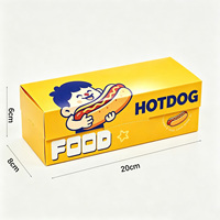 Cajas para Hot Dogs Personalizadas con Diseño de Dibujos Animados, Hechas en Fábrica con Papel Kraft Reciclado, Laminación Mate, Aptas para Restaurantes
