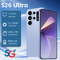 Smartphone S26 Ultra Shenzhen 7,3 pouces 90Hz Android 15 16 Go 1 To 108 MP 8800 mAh Deca Core 5G Double SIM Face ID Écran LED