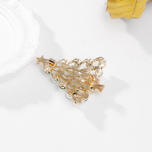 Broche Étoile Dorée Délicate et Attrayante, Ornée <span class=keywords><strong>de</strong></span> Perles d'Imitation Brillantes et d'un Arbre <span class=keywords><strong>de</strong></span> Noël Vert Festif en Émail - Product Image 5