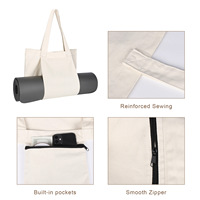 Sac fourre-tout en toile de coton écologique pour tapis de yoga, impression de logo personnalisé, grande capacité, sac à bandoulière pour la plage et la gym, vente en gros