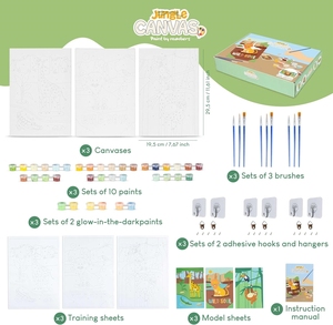 Peinture par numéros pour enfants <span class=keywords><strong>Animaux</strong></span> de la jungle Peinture par numéros pour enfants Toile avec cadre <span class=keywords><strong>Dessin</strong></span> créatif éducatif - Product Image 3