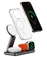 3-en-1 Slim Portable 15W Station de charge rapide pliable magnétique QC3.0 chargeur sans fil pour téléphone intelligent montre écouteur 9V/2A
