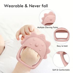Venta al por mayor de grado alimenticio sensorial autismo niños anti-caída guante de dentición masticar juguete bebé muñeca silicona mordedor para bebé - Product Image 4