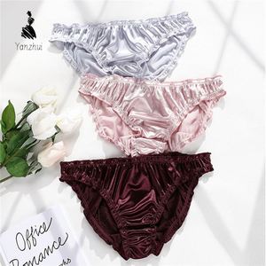 YZ 2026 <strong>Tanga</strong> De Stain Para Mujer <strong>Women</strong> Satin Panties Low-Waist Ruffle Underpants Sexy Silks Underwear Bikini <strong>Briefs</strong> - Product Image 4