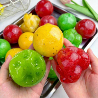 Jouet Squishy Texturé Fait Main Kiwi, Pastèque et Fruit de la Passion Vert Grainé, Balle Anti-Stress à Rebond Lent et Doux
