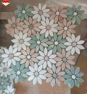 Modern Marble Flower Shape Designs Thassos White Marble <strong>Sunflower</strong> <strong>Mosaic</strong> Flower Leaf <strong>Mosaic</strong> - Product Image 4