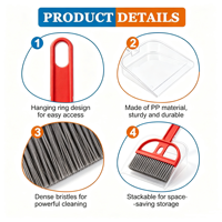 Mini balayette et pelle en plastique PET avec brosse métallique pour le nettoyage du clavier, du bureau, et du véhicule, avec manche pour le lavage et le nettoyage de la voiture
