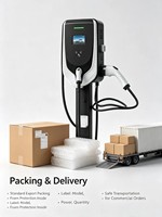 Nuevo Cargador Eléctrico para Vehículos Eléctricos de Nivel 2 IP55 220V, 7kW-44kW, Interfaz Tesla, con Sistema de Carga por Tarjeta y Enchufe