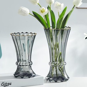 Arreglo floral para sala de estar, jarrón de cristal, <span class=keywords><strong>decoración</strong></span> de lirio rosa, jarrón de flores de mano transparente de lujo, <span class=keywords><strong>estilo</strong></span> <span class=keywords><strong>nórdico</strong></span> - Product Image 2
