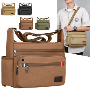 Crossbody Canvas <b>Bag</b> Large Capacity Multi Layer Men's Shoulder <b>Bag</b> Durable Travel Everyday Use - Product Image 2