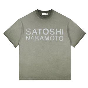 T-shirt à manches courtes SATOSHI NAKAMOTO pour hommes et femmes, marque tendance, classique, rétro, avec impression de lettres - Product Image 5