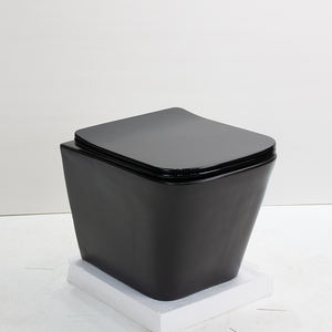 Medyage Factory Céramique <span class=keywords><strong>Noir</strong></span> mat Cuvette de toilette <span class=keywords><strong>rectangulaire</strong></span> suspendue Inodoro <span class=keywords><strong>WC</strong></span> Structure deux pièces Salle de bain Option - Product Image 2