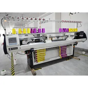 Moda único sistema automático computadorizado Double Head Polo T Shirt Collar Flat Knitting Machine