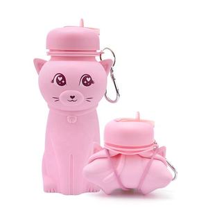Eco Squeeze Silicone Customised Logo School Foldable Motivational Water Bottle Bpa Free Purple