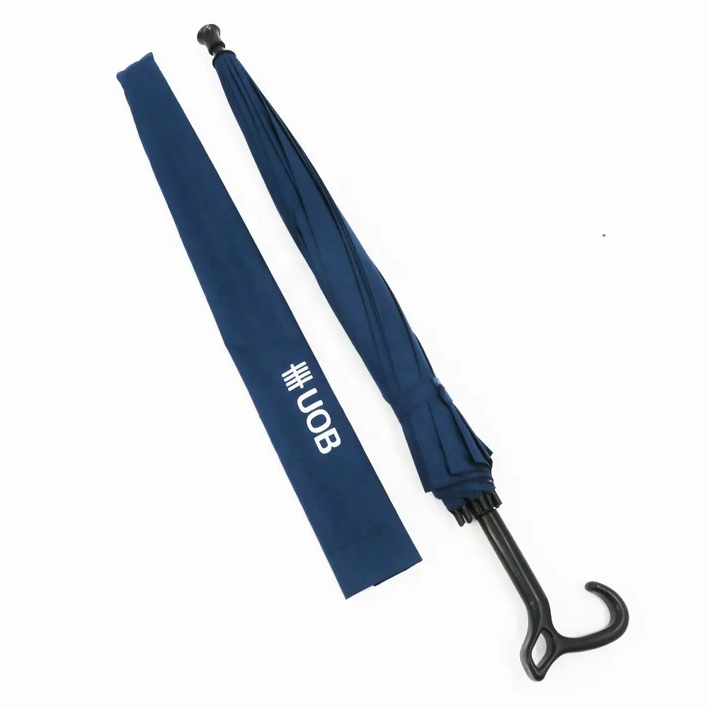 23 Inch 16K Blue Color Auto Open Straight Umbrella Stick Handle Customized Design Silkscreen Print Promotional Umbrella