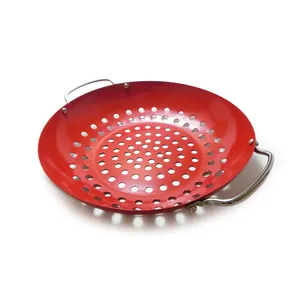 High Quality Non-Stick Coating Outdoor BBQ Grilling Barbecue Grill Pan Perforated Pizza Tray