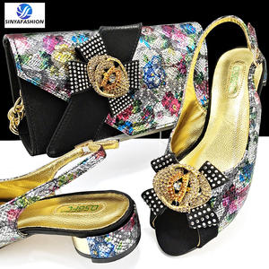 Sinya all'ingrosso arancio italiano tacco basso da donna pietre per la festa di nozze <span class=keywords><strong>scarpe</strong></span> e borse Set per le donne africane - Product Image 3