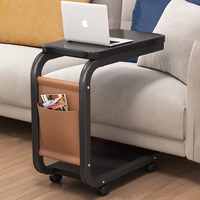 Table d'appoint pour ordinateur portable, style simple, pour salon, plateau en bois, structure en métal, table basse