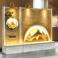 Fuente de resina feng shui antigua, fuente de interior, cascada con luz Led
