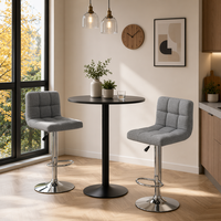 Tabouret de bar moderne en tissu à hauteur réglable, base chromée, vérin à gaz, pivotant à 360°, ergonomique, avec dossier en grille capitonné, pour comptoir, salle à manger, salon, maison