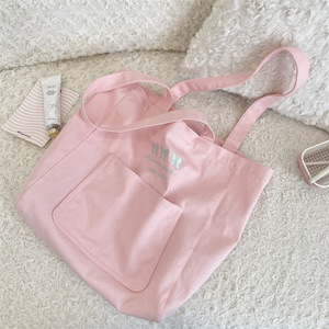 Women's Custom Durable Eco-friendly Canvas Shoulder Tote Bag Fashionable Plain for Pink <strong>Cute</strong> Multi-Pockets Portable Summer - Product Image 3