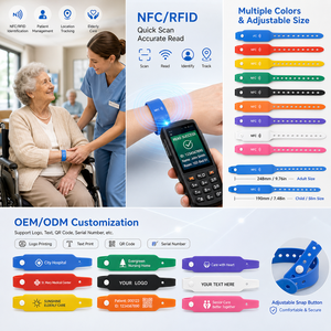 Pulsera Ajustable de PVC con NFC y RFID para el Cuidado de Personas Mayores, Brazalete de Seguridad para Hospitales, para Gestión de Pacientes y Rastreo de Ubicación - Product Image 2