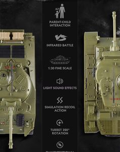 Ensemble de 2 chars de combat RC Heng Long Tank 3841-10 2.4G à l'échelle 1/30, SHERMAN EASY EIGHT VS <span class=keywords><strong>M26</strong></span> <span class=keywords><strong>PERSHING</strong></span> - Product Image 3