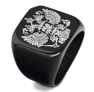 Russe emblème national titane mâle en acier anneau gravé aigle à Deux têtes logo bague <span class=keywords><strong>de</strong></span> phalange - Product Image 2