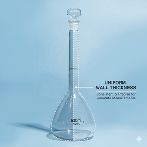 <span class=keywords><strong>Fiole</strong></span> volumétrique en verre borosilicaté 500 <span class=keywords><strong>ml</strong></span> Classe A avec bouchon en verre moulé, équipement <span class=keywords><strong>de</strong></span> laboratoire pour la chimie et la mesure scientifique - Product Image 5