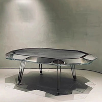 Table de poker Texas Hold'em en verre trempé avec pieds pliants en métal, pour 4/8/6 joueurs, table de jeu moderne de luxe pour divertissement intérieur