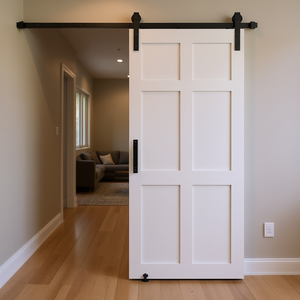 Porte coulissante intérieure CRAZY ELF Barn Door 28 x 84 pouces, six panneaux, MDF, design moderne, étanche, fonctionnement manuel - Product Image 2