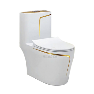 Bagno di lusso integrato water closuin ceramica one piece sciacquone <span class=keywords><strong>WC</strong></span> bianco con linee colorate <span class=keywords><strong>disegno</strong></span> <span class=keywords><strong>wc</strong></span> - Product Image 1
