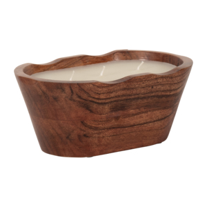 Ciotola ovale in legno con candela profumata alla vaniglia, piccolo accessorio decorativo per uso interno ed esterno - Product Image 2