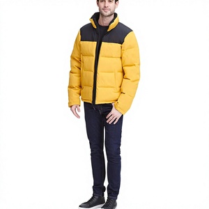Veste matelassée pour homme, jaune et noir, coupe-vent, fermeture éclair, décontractée, hiver, épaisse, rembourrage en polyester, coupe classique - Product Image 5
