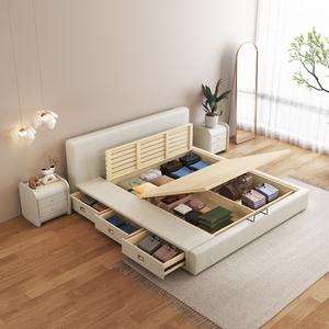 Usine garçon <span class=keywords><strong>fille</strong></span> matelas pouf stockage <span class=keywords><strong>lit</strong></span> ensemble ascenseur peluche cuir tissu plate-forme haut-rembourré cadre en bois enfants dessin animé lits - Product Image 6