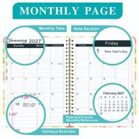 Agenda quotidien A5 2026 avec intercalaires, organiseur de planning en spirale pour la planification professionnelle et le suivi des habitudes